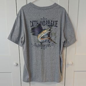 Guy Harvey Gray T-Shirt with Blue Logo